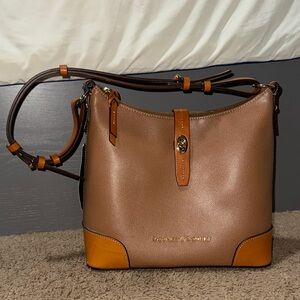 Dooney & Bourke Tan and Brown Leather Shoulder Bag